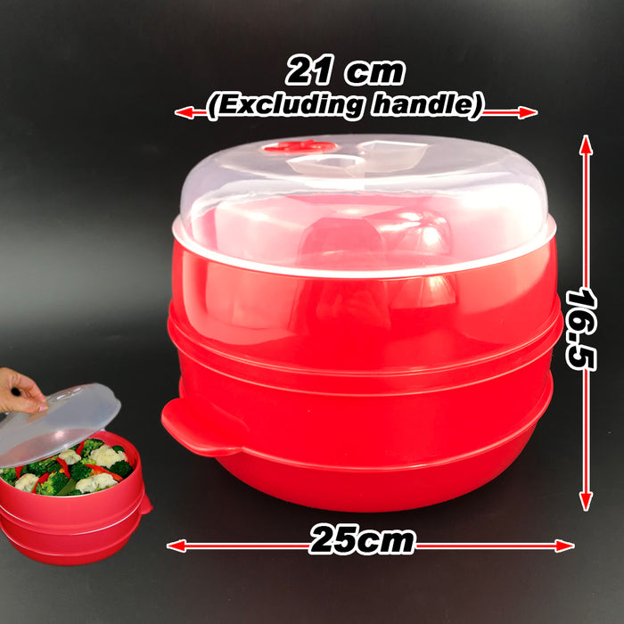 2 Tier Steamer Microwave Steamer Double Layer Cooking Meals Kitchen AU Stock