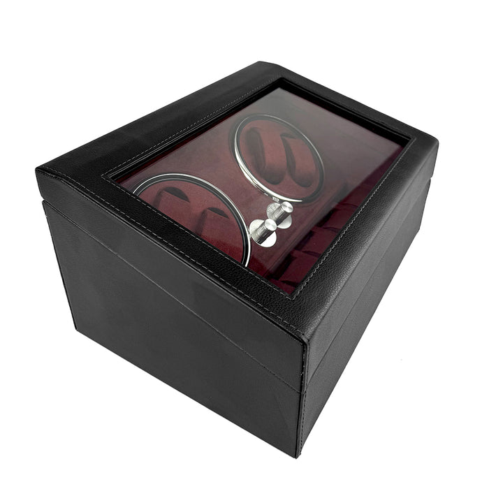 4+6 Slots Automatic Watch Winder PU Watch Case Rotating Display Box 2Color