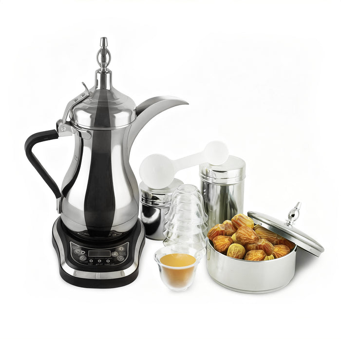 Electric Arabic Coffee Maker 12Pcs Set 600ml StainlessSteel Digital Display