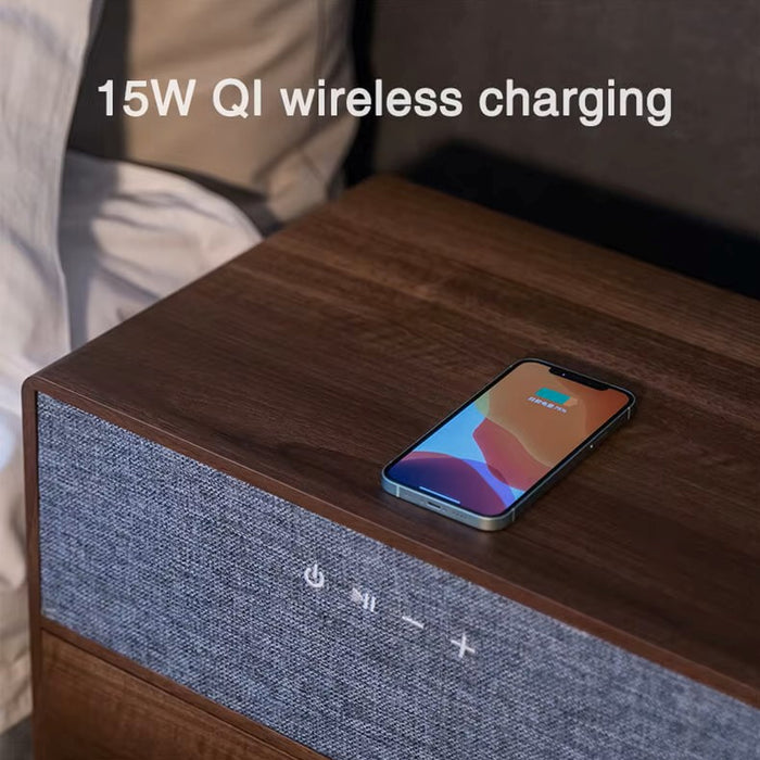 Bedside Table Built In Bluetooth Speaker With Wireless Charger & Storage Drawer