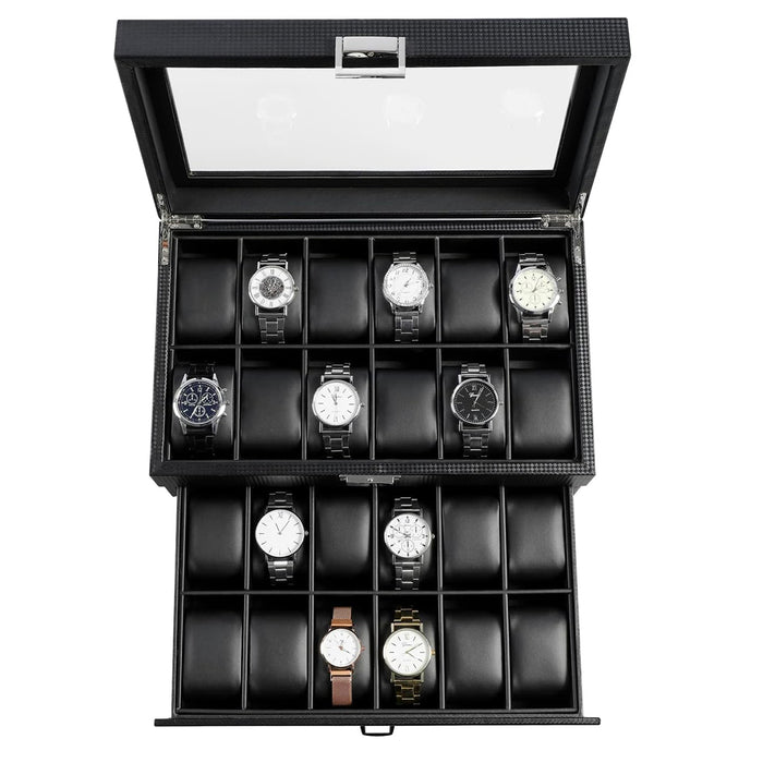 24 Grids Jewelry Watch Box Display Case Storage Holder Organizer Case Gift