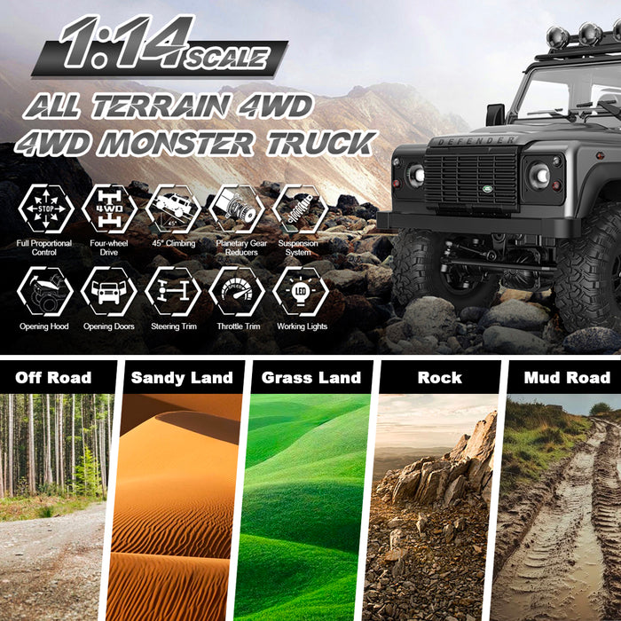 Land Rover Defender 90 RC Crawler 1/14 Scale Remote Control Grey Double Eagle