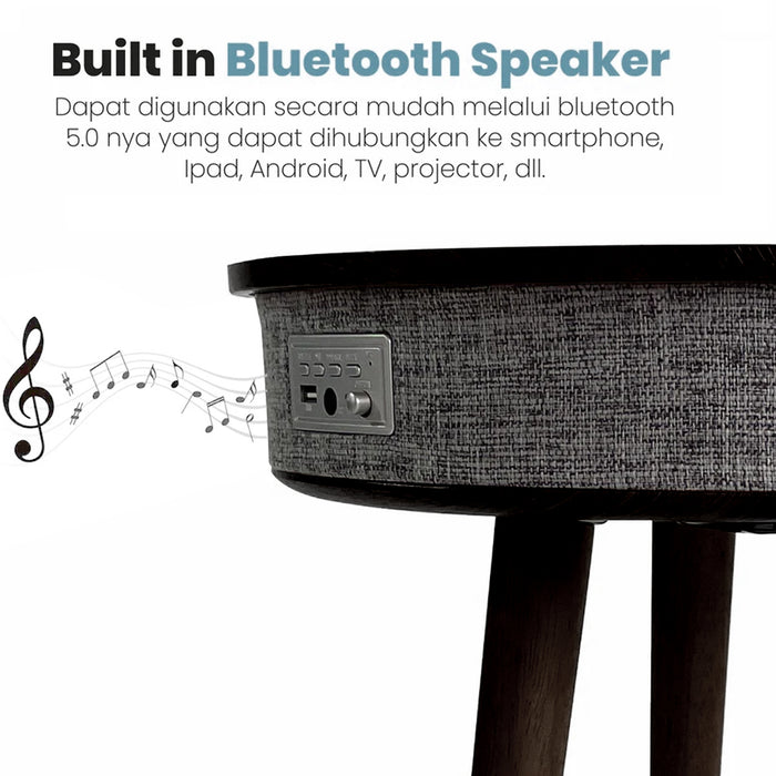 Wood Coffee Table With Bluetooth Speaker All-in-One Smart Hub Wireless Charger