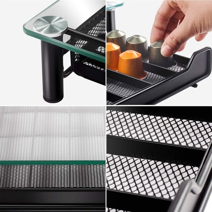 Maximum Diameter Of 4cm Coffee 60 Pods Holder Compatible Storage Drawer  Glass Top