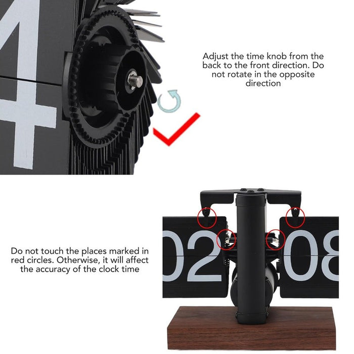 Flip Desk Clock Vintage 24 Hours Anti Slip Base Knob Adjustable Batte