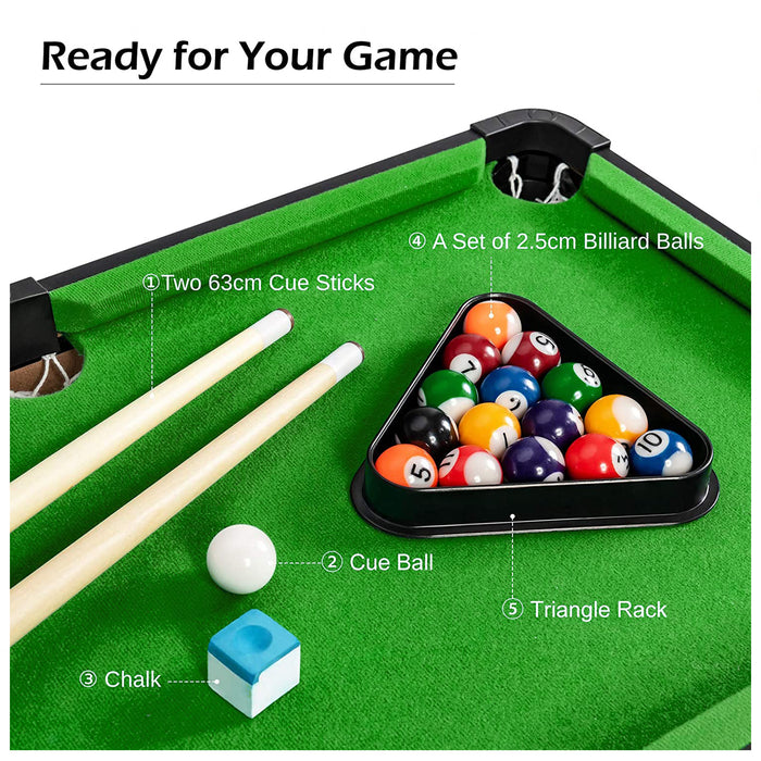 Mini Snooker Tables Billiards Pool Table Set 79cm Toy Extra Size For Kids 79cm x 43cm x 17cm
