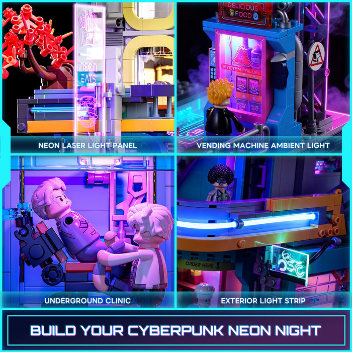 Lumibricks F9042 Cyberpunk Neoncity Apartment Building Blocks 2507PCS With LED