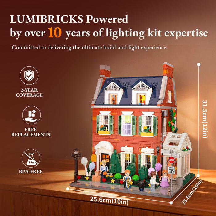 Lumibricks 15009 Redbrick Row House Town Life 2663Pcs LED Brick Set