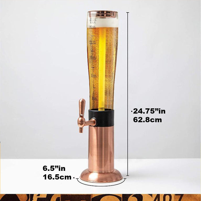 Refinery Beer Tower 2.6L With Tap Ice Drink Dispenser Beverage Bar Tube Copper NEW MODEL