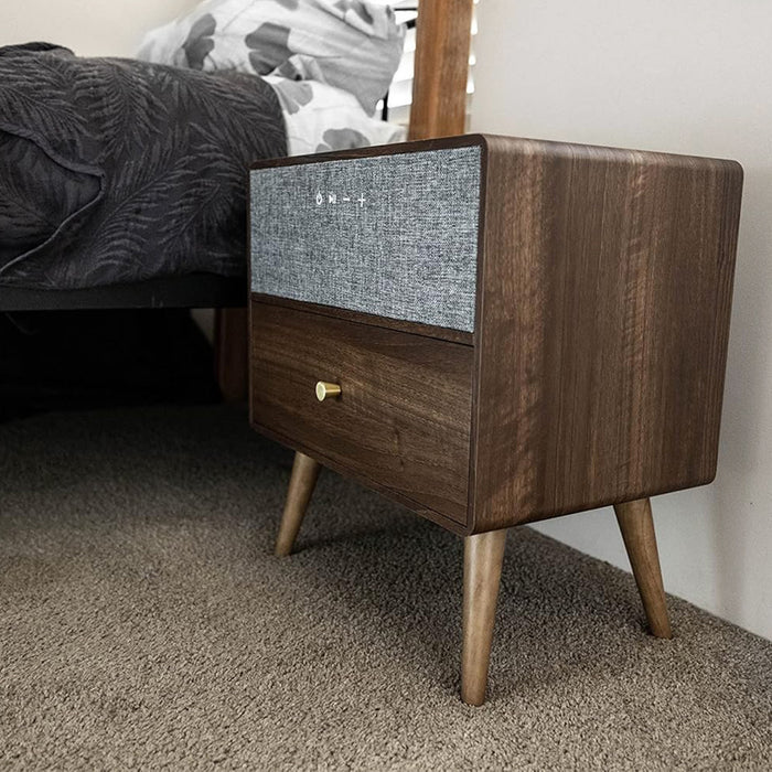 Bedside Table Built In Bluetooth Speaker With Wireless Charger & Storage Drawer