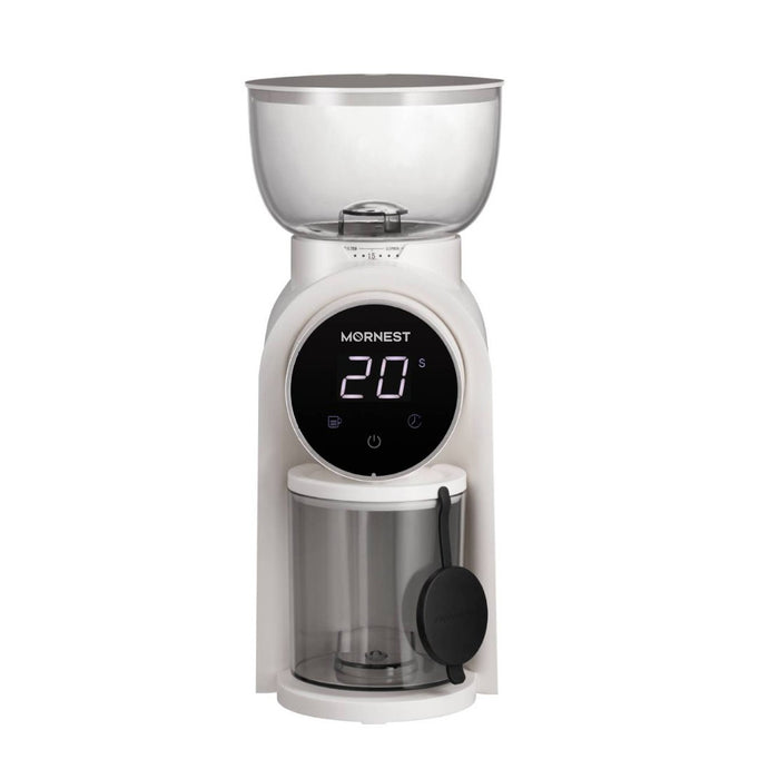Mornest Electric Burr Coffee Grinder – Conical Burr Grinder with 25 Grind Settings with Digital Touch Control, for Espresso, Filter, French Press, Cold Brew, Black/White