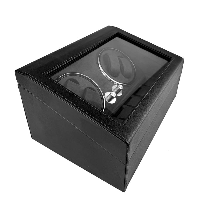 4+6 Slots Automatic Watch Winder PU Watch Case Rotating Display Box 2Color
