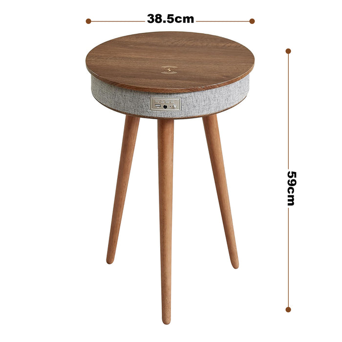 Wood Coffee Table With Bluetooth Speaker All-in-One Smart Hub Wireless Charger