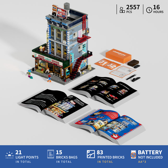 Lumibricks Barbershop 19012 Street Fusion Series 2557PCS LED Building Blocks