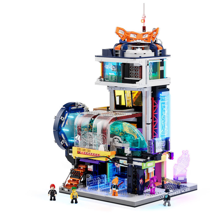 Lumibricks L9098 17006 Cyberpunk Floating Train Station 2760 Pcs LED Bricks Set