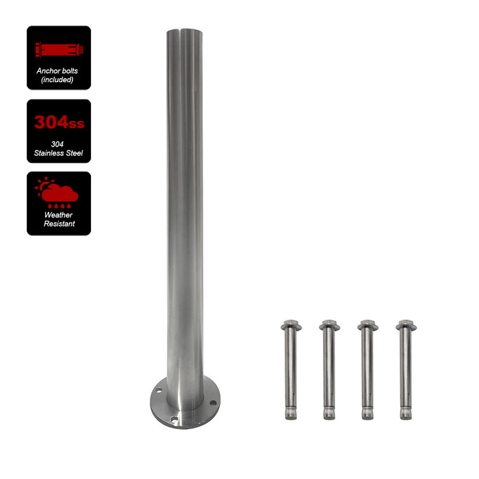 Parkero Stainless Steel Surface Mounted Bollard 90 x ⌀9cm Carpark Barrier Heavy-duty