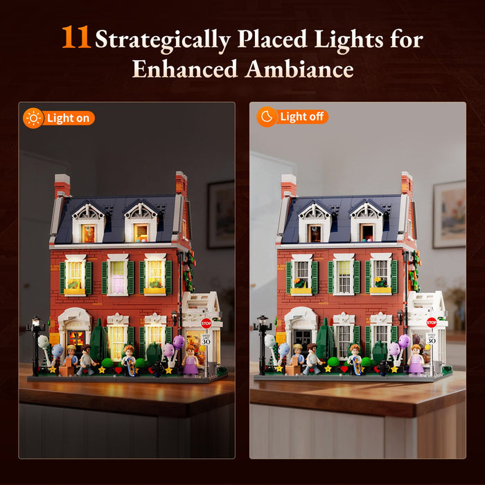 Lumibricks 15009 Redbrick Row House Town Life 2663Pcs LED Brick Set