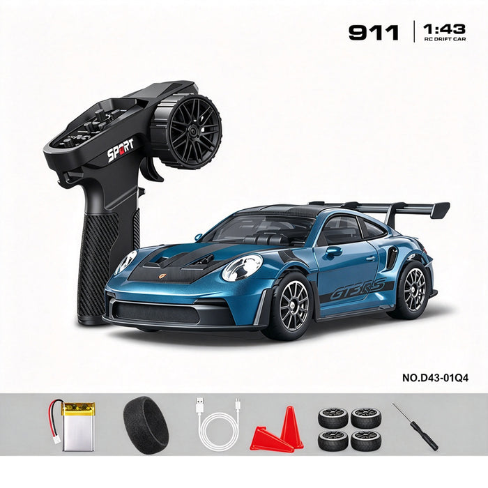 HStar 1/43 RC Remote Control Drift Car 4WD Gyro Alloy LED Model Toy RTR 911/GTR