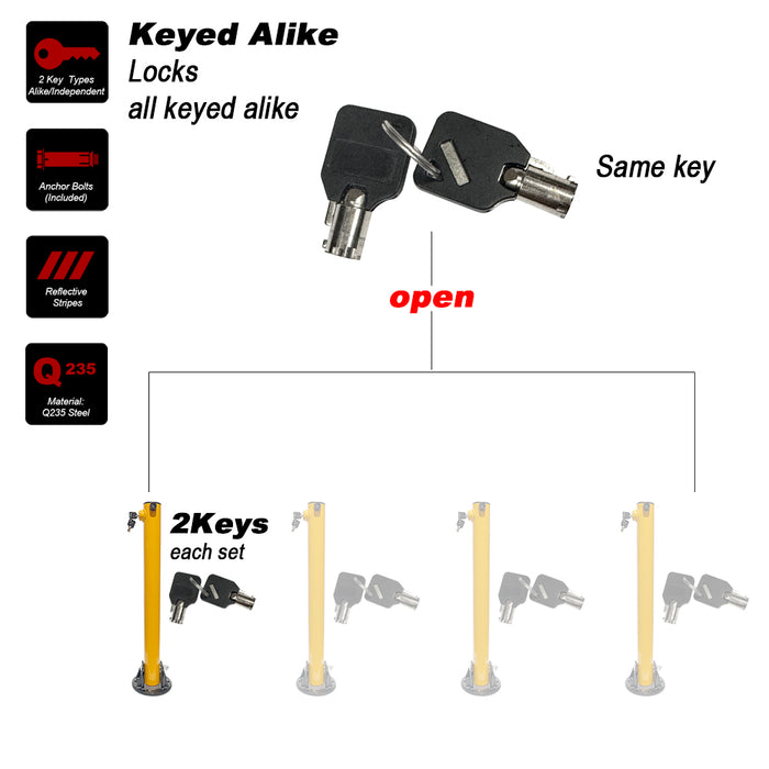 Parkero 2Key Teyp Parking Bollard Locker Barrier 2 Side Fold-down Design Vehicle 2 Keys Trade Me