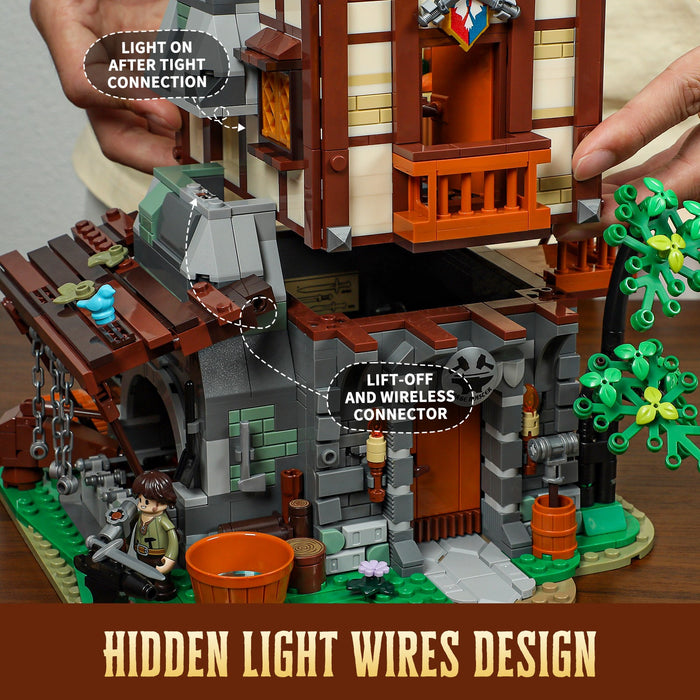 Lumibricks 12006 F9040 Medieval Forge House Middle Age 1595Pcs LED Brick