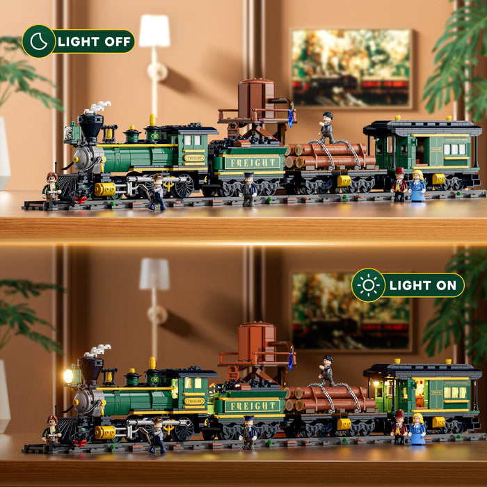 Lumibricks F9036 14003 Wild West Freight Train 1524Pcs LED Brick Train Set