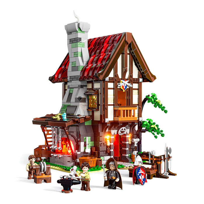 Lumibricks 12006 F9040 Medieval Forge House Middle Age 1595Pcs LED Brick