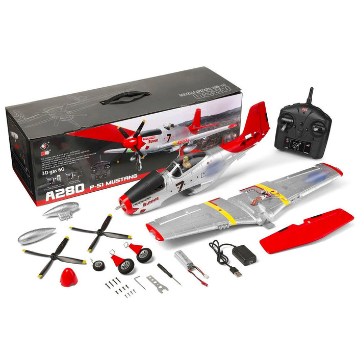 XK A280 P-51 MUSTANG 2.4GHz 4ch Brushless 560mm RTF RC Plane Remote Control