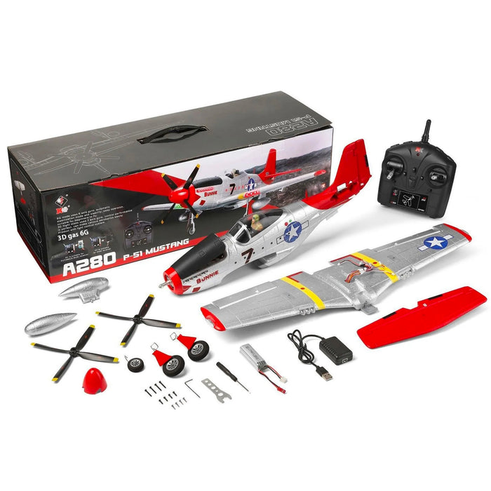 XK A280 P-51 MUSTANG 2.4GHz 4ch Brushless 560mm RTF RC Plane Remote Control