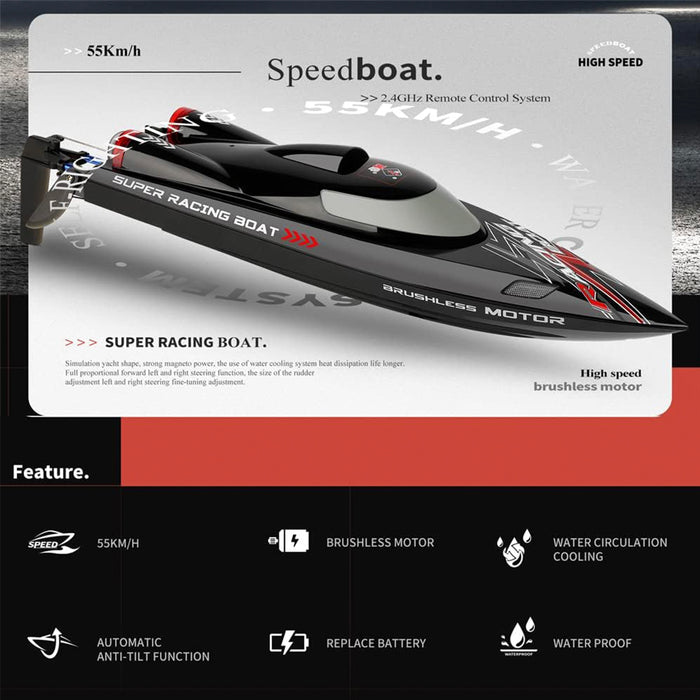 RC Boat F1 WL916 2.4GHz Remote Control Brushless Boat High Speed 55KM/H 2.4GHz