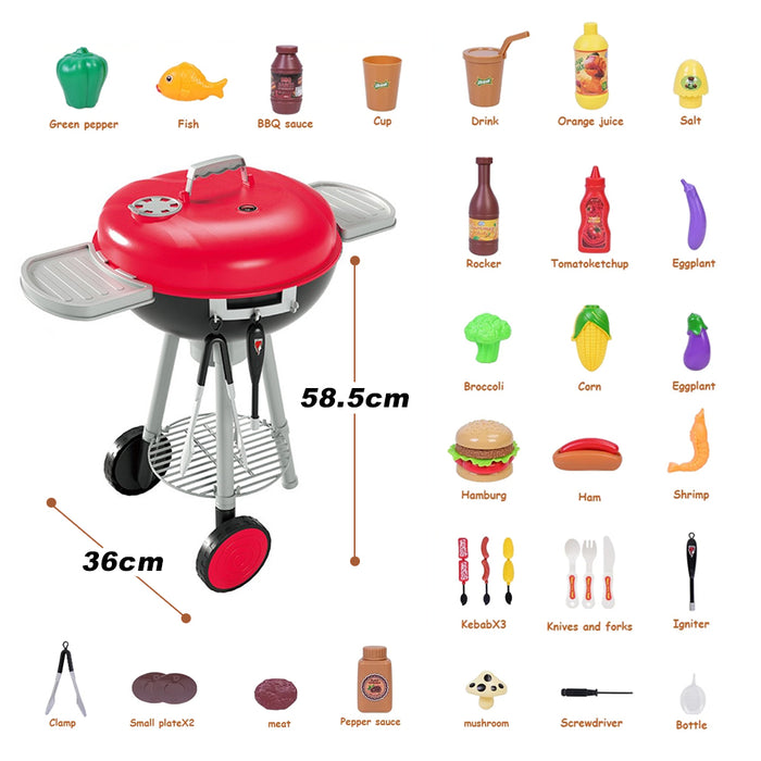 32Pcs BBQ Play Set Kids Kitchen Interactive Grill Cooking Toy Set for Toddlers