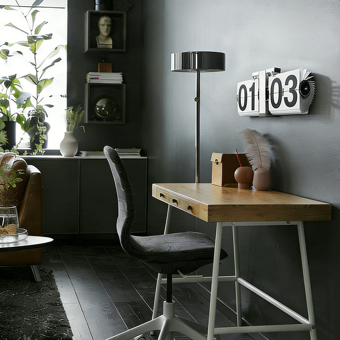 Auto Flip-style Table Desk Wall Clock 24 Hours Battery Powered Dual-purpose