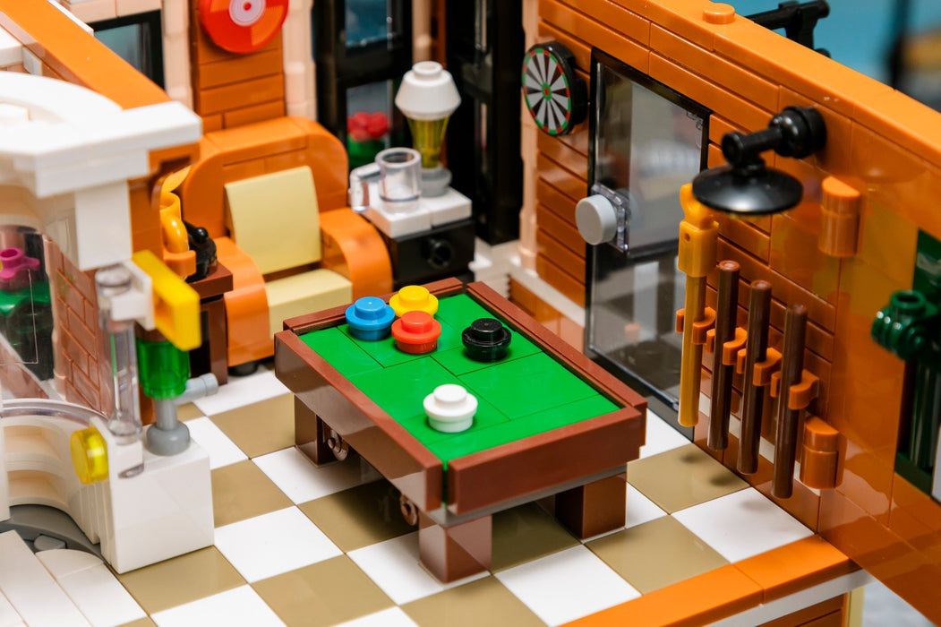 Pantasy Retro Motorcycle Restaurant Building Block Construction Set DIY Model