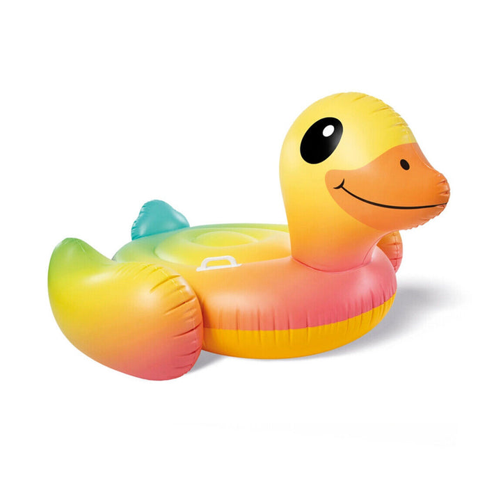 INTEX Kids Rainbow Duck 2Handles Swimming Pool Ride On Float Raft Beach AU STOCK