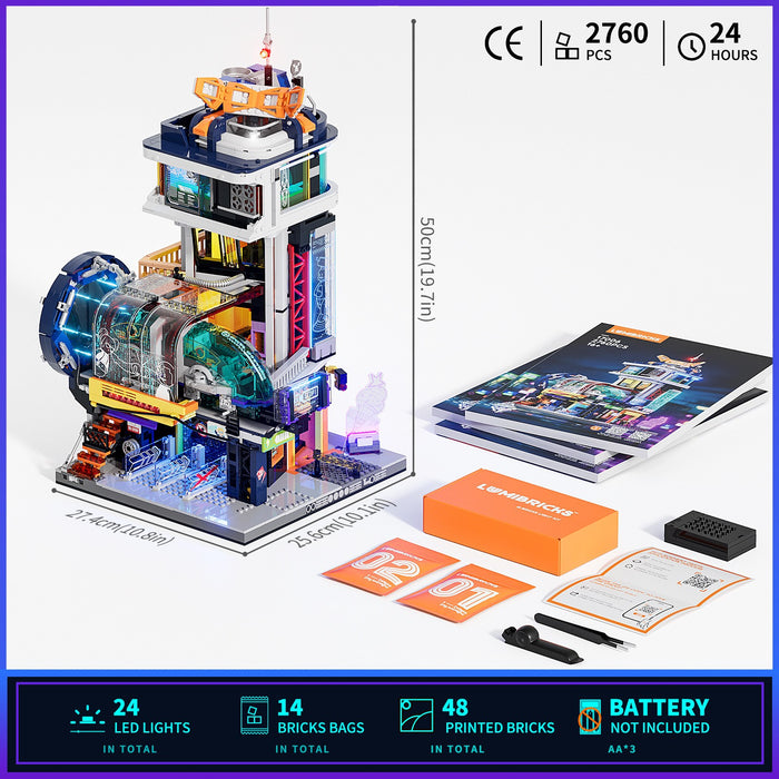 Lumibricks L9098 17006 Cyberpunk Floating Train Station 2760 Pcs LED Bricks Set