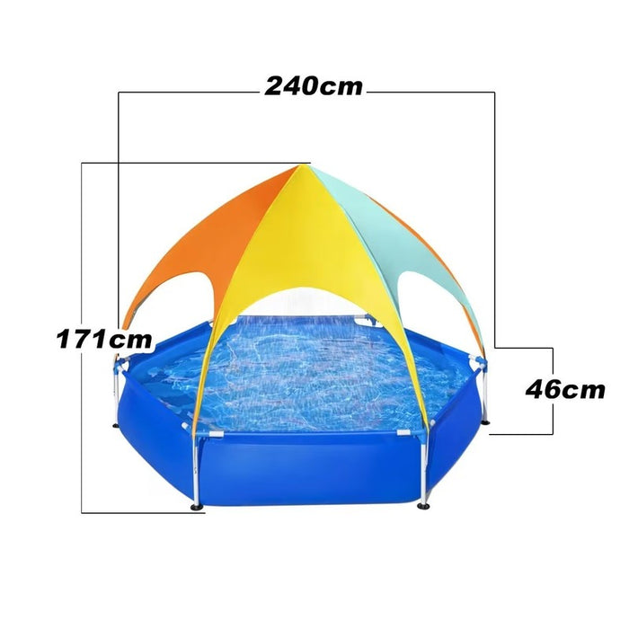 Bestway Kids Sun Shade Swimming Pool Steel Frame UV Canopy Play Pool with Mister