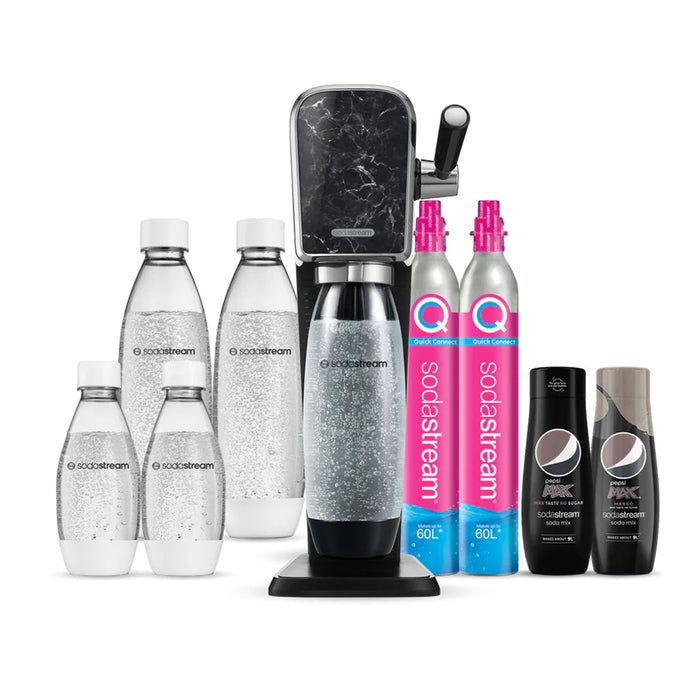 The NEW SodaStream ART Sparkling Water Maker Family Pack 2xCO2 cylinder 5xCarbonating Bottles