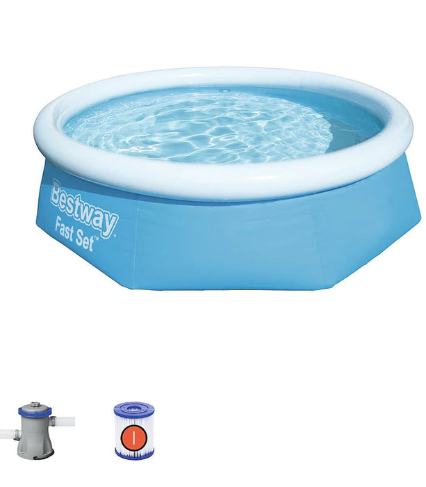 BESTWAY H2OGO 8ft Fast Set Inflatable Swimming Pool With Filter Pump Portable