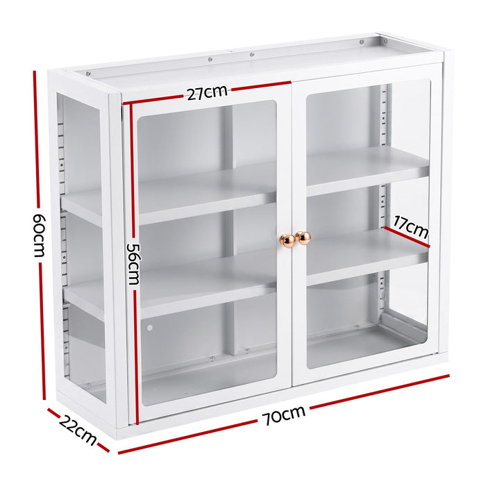 Artiss Buffet Cabinet Sideboard X2 Wall Mounted Clear Display Storage 60cm White