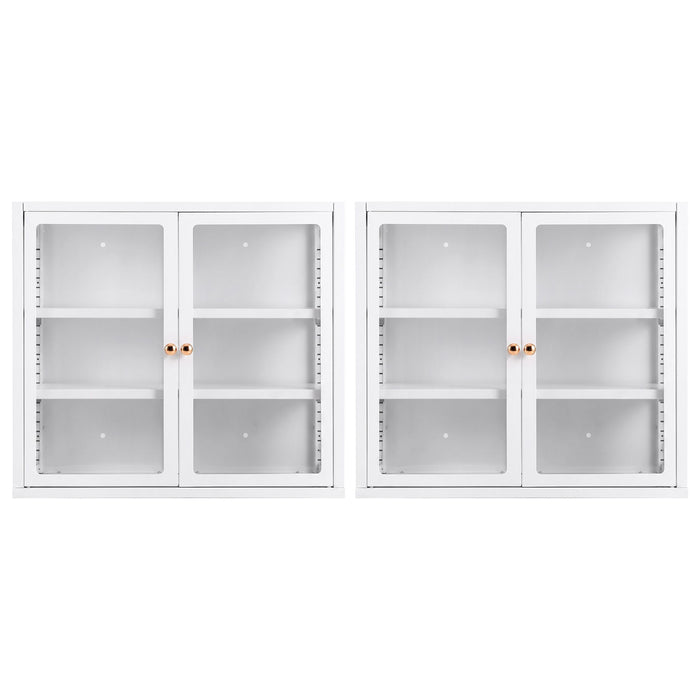 Artiss Buffet Cabinet Sideboard X2 Wall Mounted Clear Display Storage 60cm White