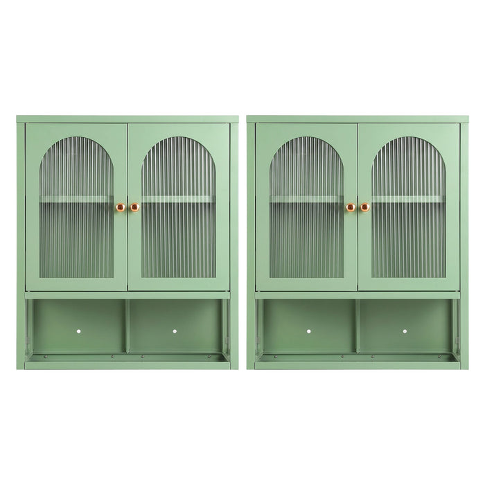 Artiss Buffet Cabinet Sideboards X2 Wall Mounted Fluted Display Storage Green