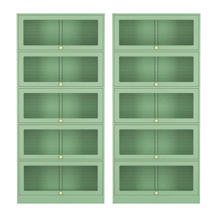 Artiss 2x Buffet Sideboard Cabinet Storage Cupboard Mesh Doors Metal ELIA Green
