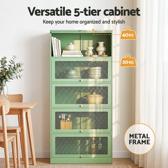 Artiss 2x Buffet Sideboard Cabinet Storage Cupboard Mesh Doors Metal ELIA Green