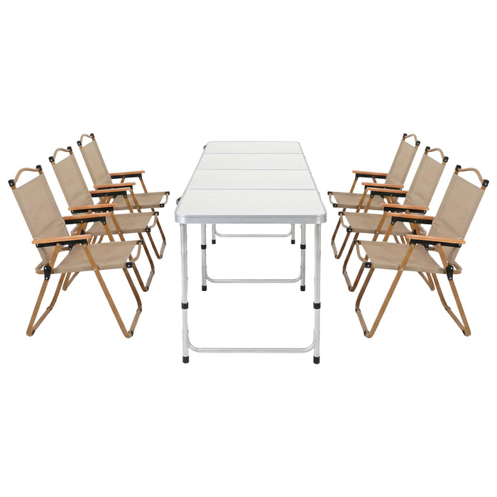 Weisshorn 7pc Camping Table Chair Set Outdoor Folding Aluminium Portable Picnic