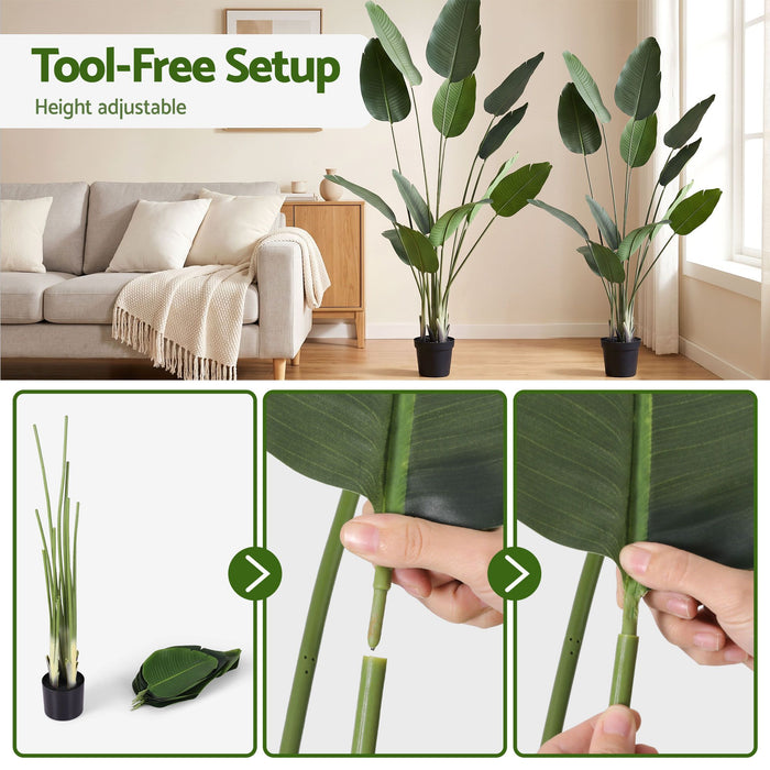 Artiss 180cm Artificial Bird of Paradise Plant Lifelike Textured Leaves Wipe-Clean Indoor Home Decor