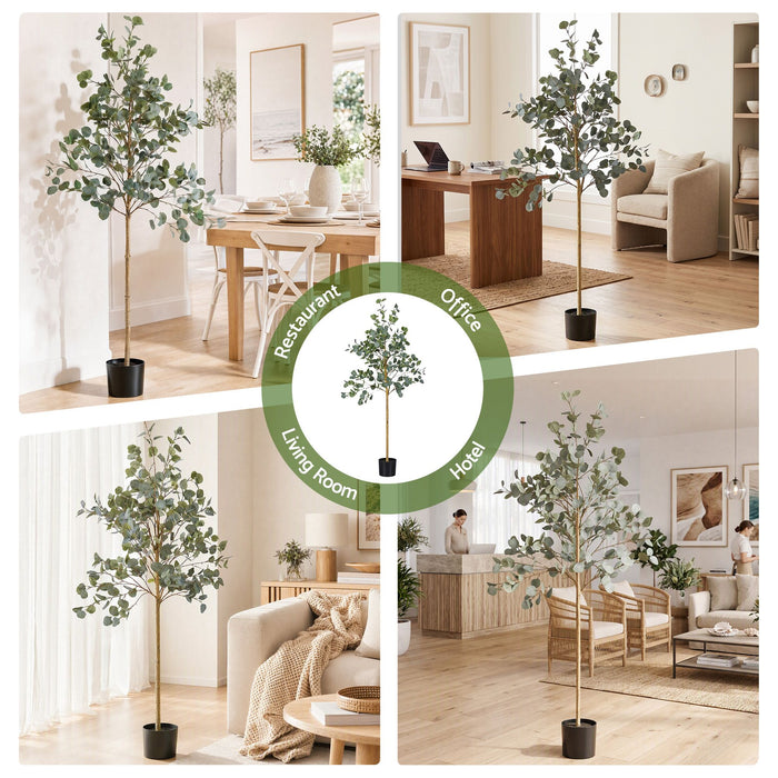 Artiss 180cm Artificial Eucalyptus Tree with Realistic Textured Leaves for Indoor Home Office Decor