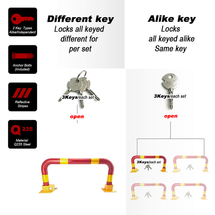 Parkero Arch Parking Barrier Fold Down Vehicle Security Locker Keyed Different Or Alike