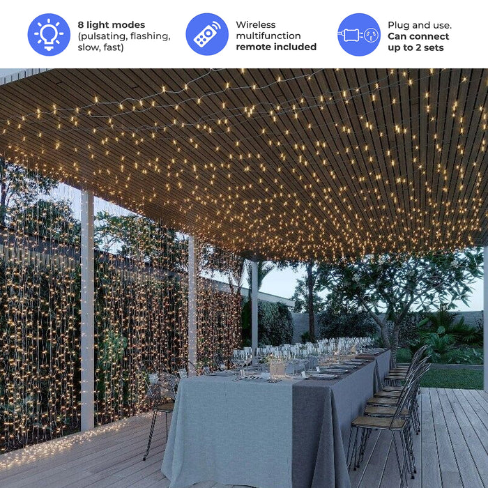 AVAH Waterfall String Lights Waterproof Dimmable 1200 LED 8 modes Remote Control