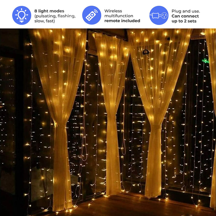 AVAH Waterfall String Lights Waterproof Dimmable 1200 LED 8 modes Remote Control