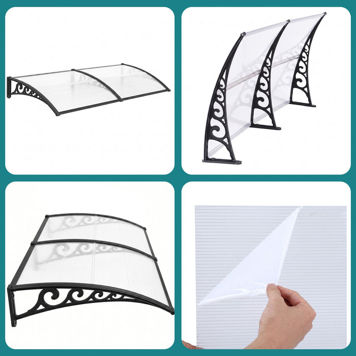 Instahut Window Door Awning 0.8mx2m Transparent