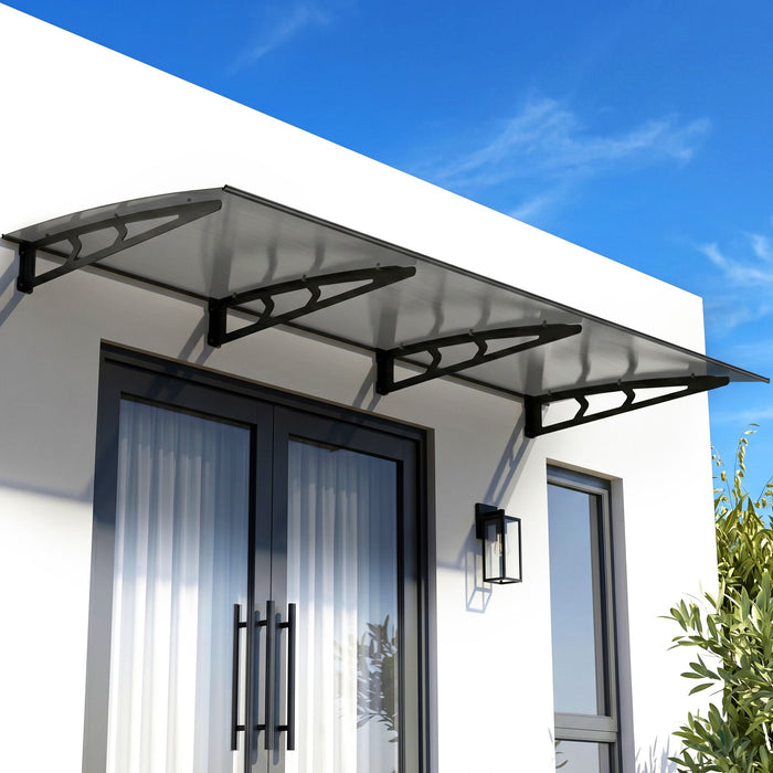 Instahut Window Door Awning Canopy 1m x 3m Grey Solid Sheet Metal Frame